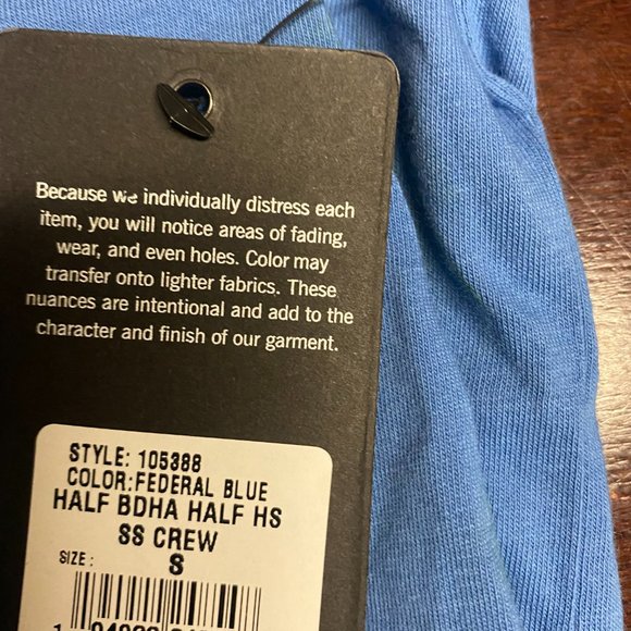 True Religion Mens Blue Half Split Logo Short Sleeve Crew Neck Pullover T Shirt - Picture 3 of 6